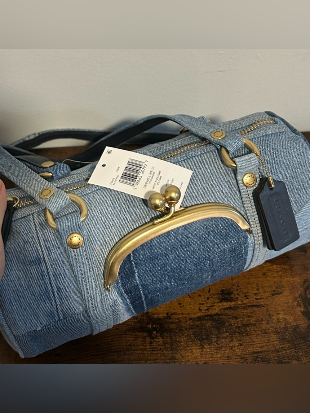 Coach Denim Kisslock Barrel Bag 28 - Picture 8 of 14